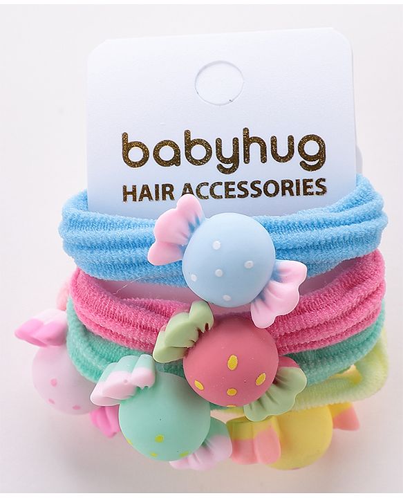Babyhug Rubber Bands & Scrunchies Sets Candy Applique Pack of 5 - Multicolour