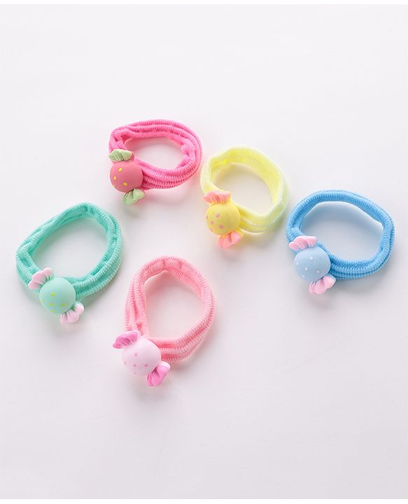 Babyhug Rubber Bands & Scrunchies Sets Candy Applique Pack of 5 - Multicolour