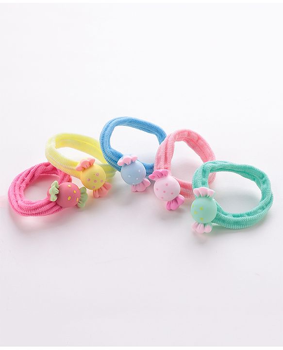 Babyhug Rubber Bands & Scrunchies Sets Candy Applique Pack of 5 - Multicolour