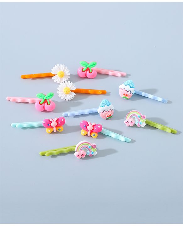 Babyhug Hair Pins And Clips Pack of 10 - Multicolour