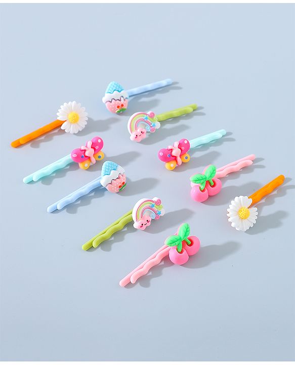 Babyhug Hair Pins And Clips Pack of 10 - Multicolour