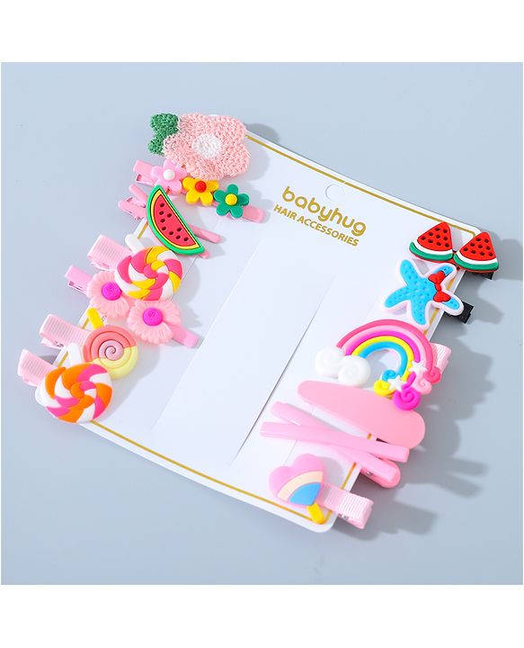 Babyhug Hair Pins And Clips Combo Pack of 14  -  Pink