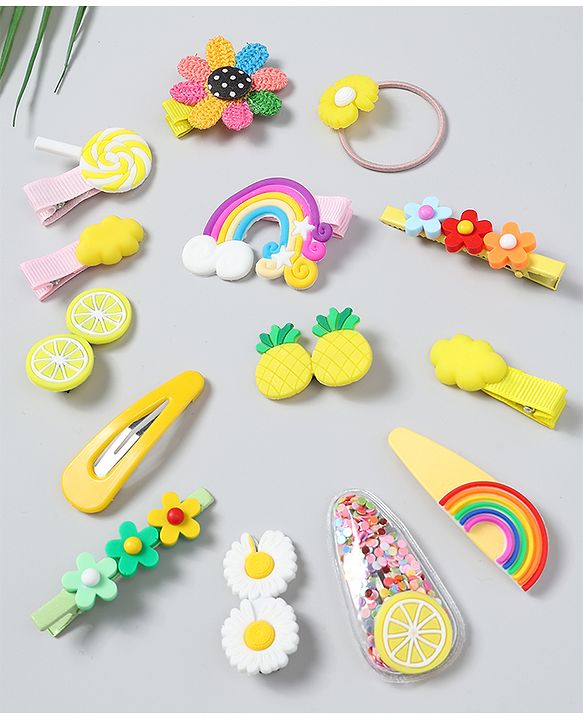 Babyhug Hair Pins And Clips Combo Pack of 14  -  Pink