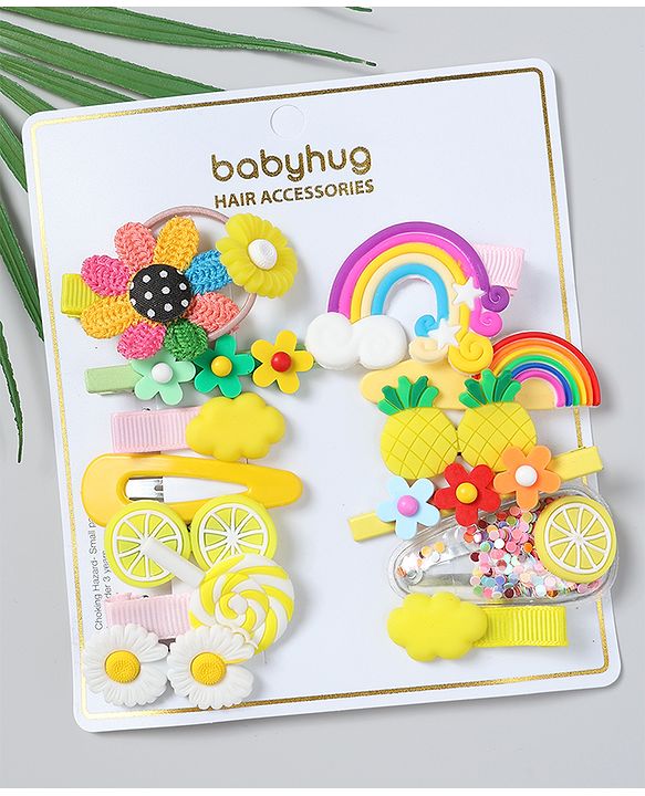 Babyhug Hair Pins And Clips Combo Pack of 14  -  Pink