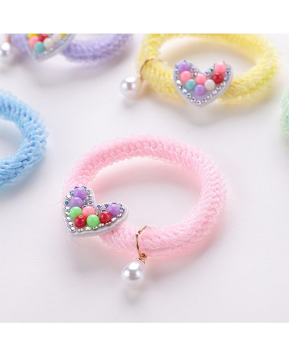 Babyhug Rubber Bands & Scrunchies Sets Heart Applique Pack of 5 - Multicolour