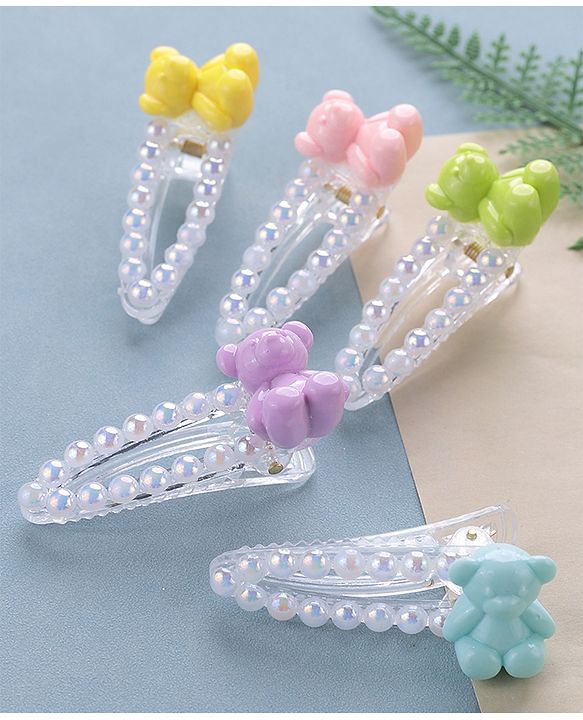 Babyhug Snap Clips Teddy Design Pack of 5 - Multicolour