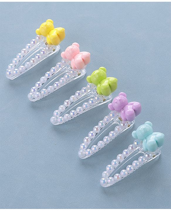Babyhug Snap Clips Teddy Design Pack of 5 - Multicolour