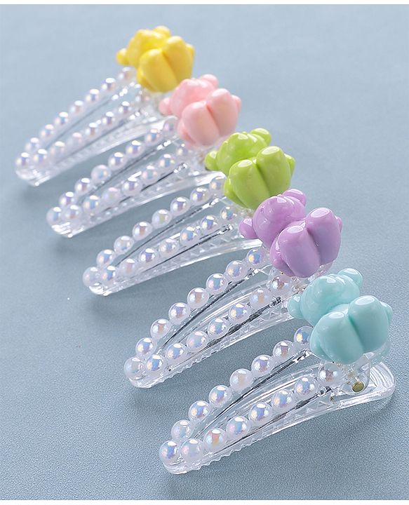 Babyhug Snap Clips Teddy Design Pack of 5 - Multicolour