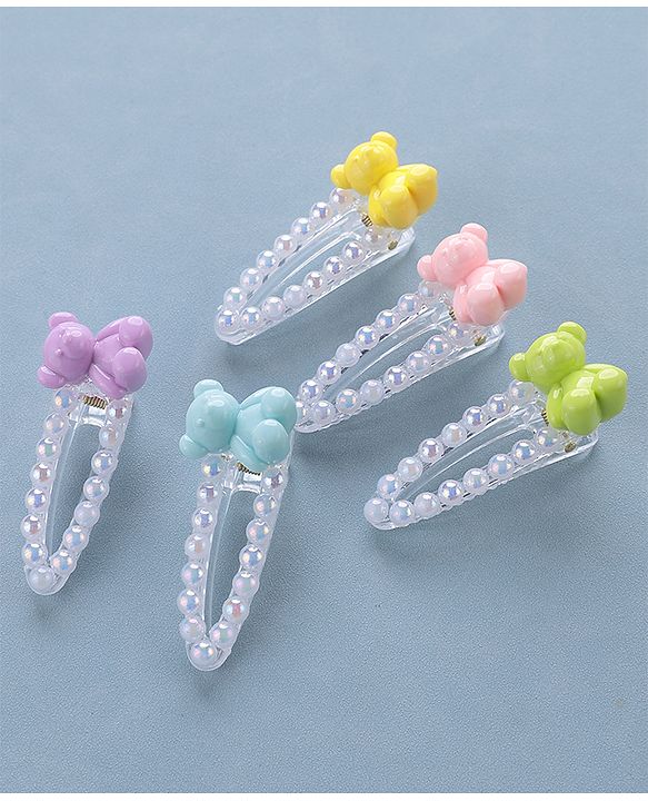 Babyhug Snap Clips Teddy Design Pack of 5 - Multicolour