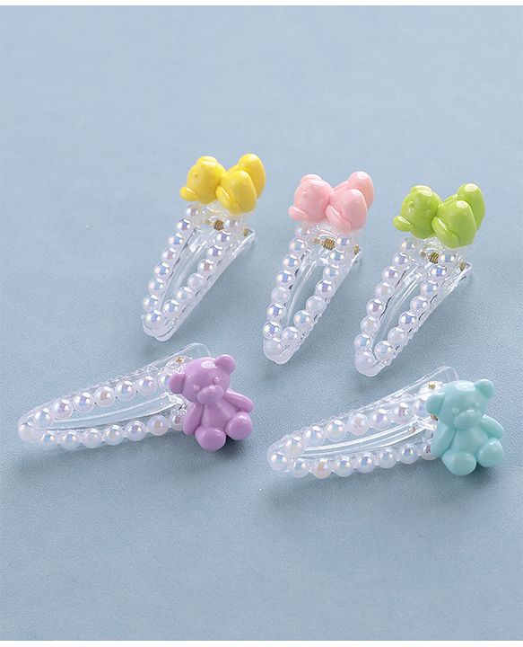 Babyhug Snap Clips Teddy Design Pack of 5 - Multicolour