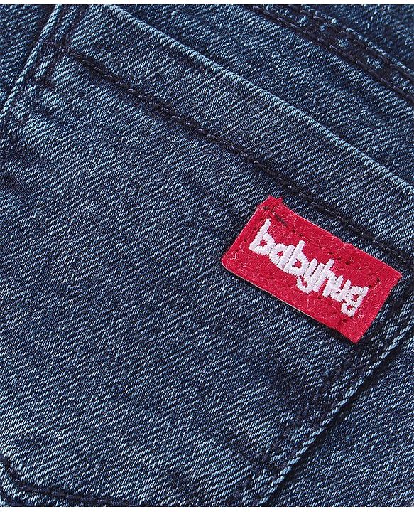 Babyhug Full Length Text Patch Stretchable Joggers - Dark Blue