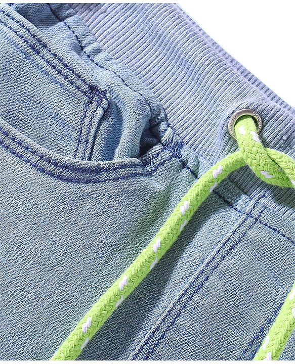 Babyhug Denim Full Length Washed Stretchable Joggers - Light Blue