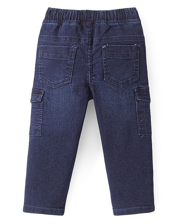 Babyhug Denim Full Length Washed Stretchable Jeans - Dark Blue