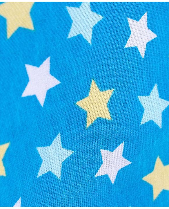 Babyhug Cotton Knit Half Sleeves Night Suit With Star Print - Blue