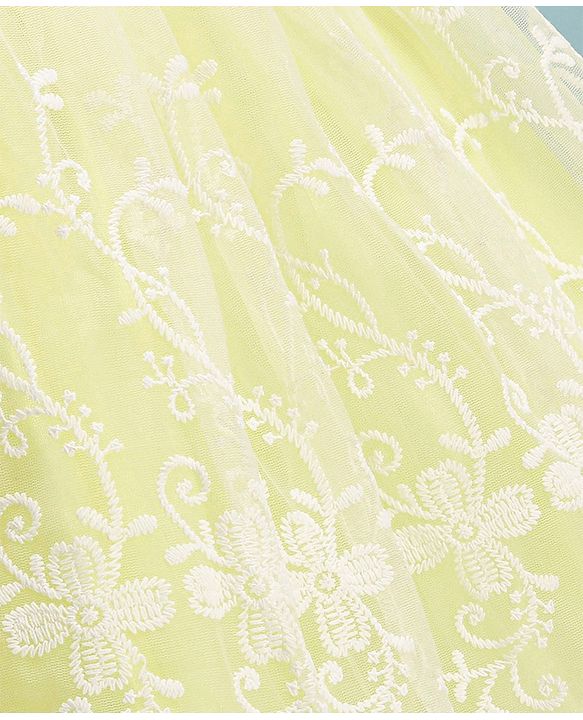 Babyhug Sleeveless Party Wear Embroidered Frock with Bow Applique - Yellow