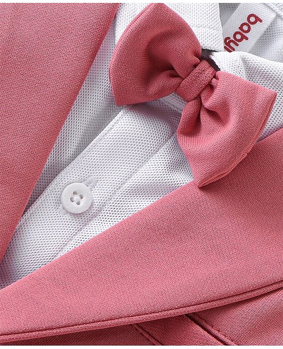 Babyhug Knit Full Sleeves Solid Color Party Suit with Stretch Waistcoat & Cap - White & Pink