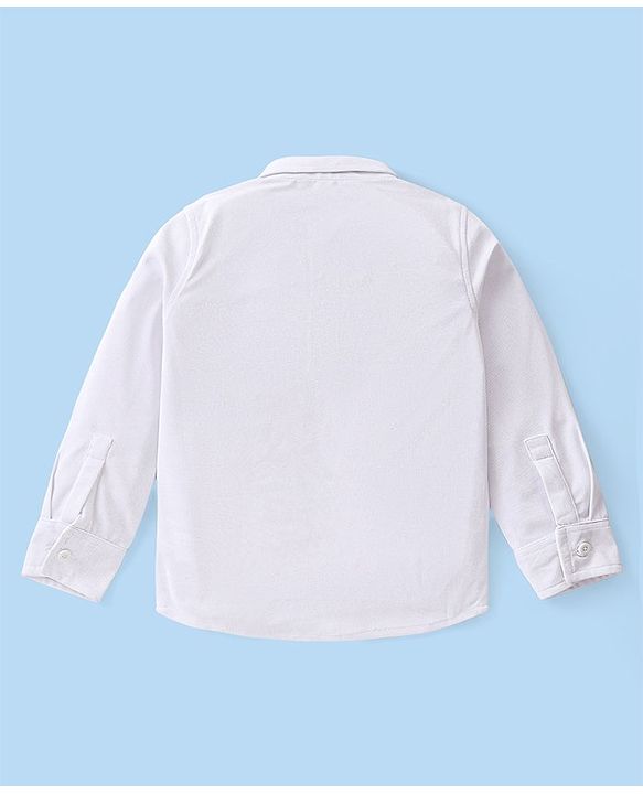 Babyhug Knit Full Sleeves Solid Color Party Suit with Stretch Waistcoat & Cap - White & Sky Blue