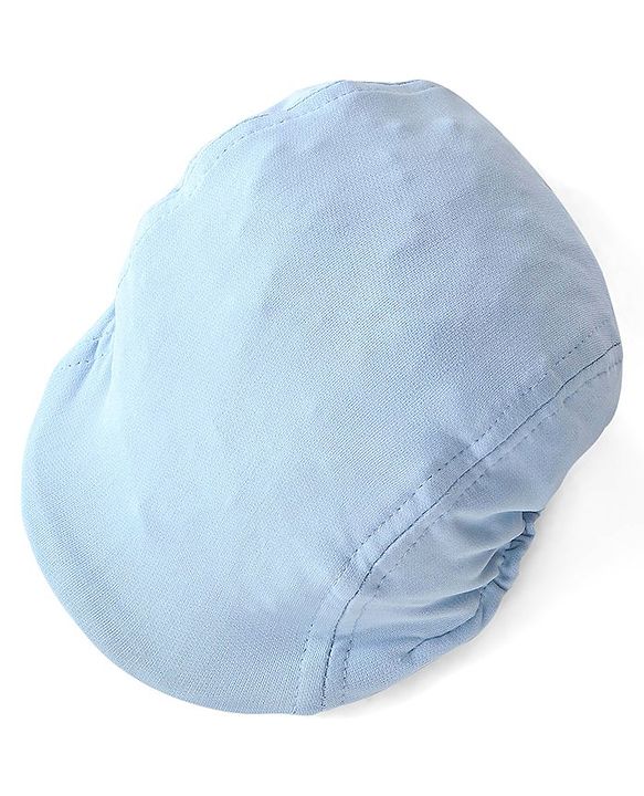 Babyhug Knit Full Sleeves Solid Color Party Suit with Stretch Waistcoat & Cap - White & Sky Blue