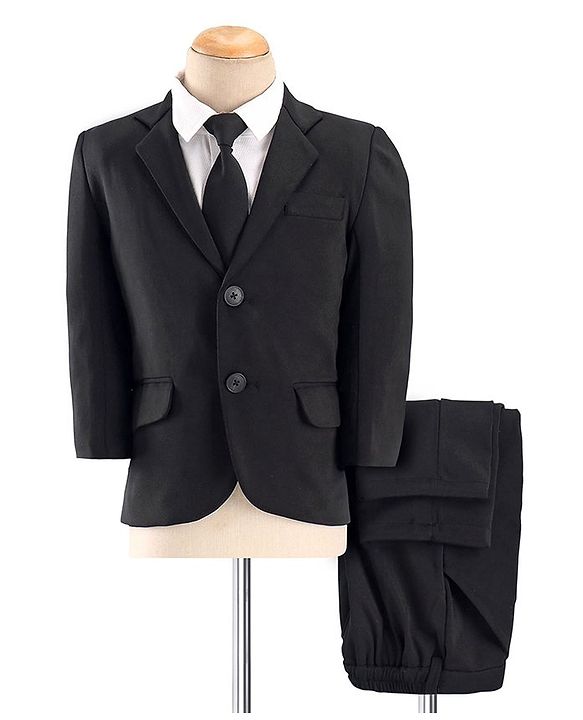 Babyhug Full Sleeves Stretch Party Suit Solid Colour - White & Black