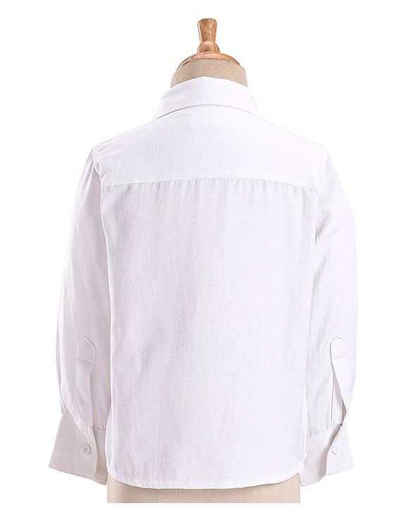 Babyhug  Full Sleeves Stretch Party Suit  with Bow - White & Royal Blue