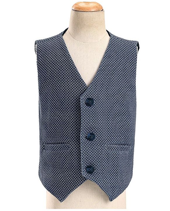 Babyhug  Full Sleeves Stretch Party Suit  with Bow - White & Royal Blue