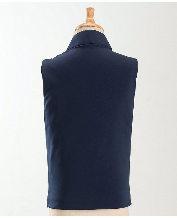 Babyhug Woven Full Sleeves Stretch Fit Party Suit With Waist Coat - Navy Blue