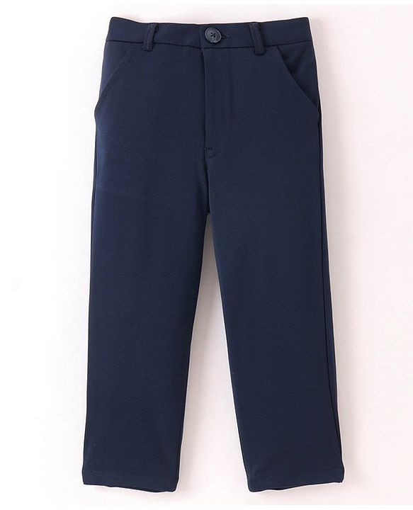 Babyhug Woven Full Sleeves Stretch Fit Party Suit With Waist Coat - Navy Blue