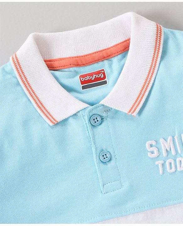 Babyhug Cotton Knit   Half Sleeves Polo T-Shirt  with Text Graphics - Multicolour