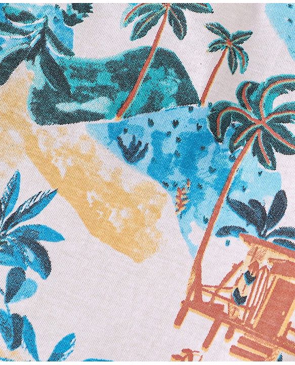 Babyhug 100% Cotton Knit Half Sleeves T-Shirt Palm Tree Print -White