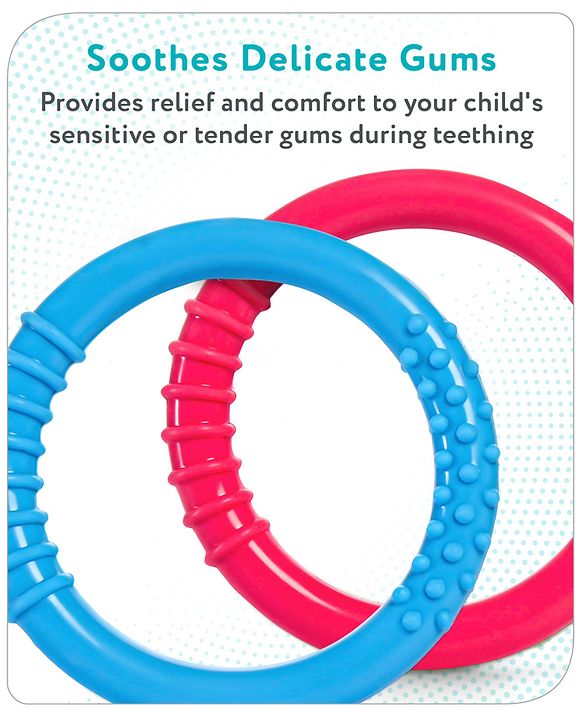 Babyhug Ring Silicone Teether- Blue & Pink