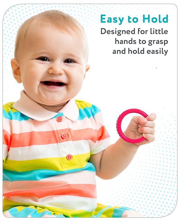 Babyhug Ring Silicone Teether- Blue & Pink