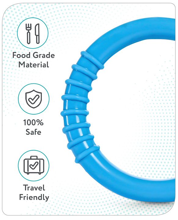 Babyhug Ring Silicone Teether -Green & Blue