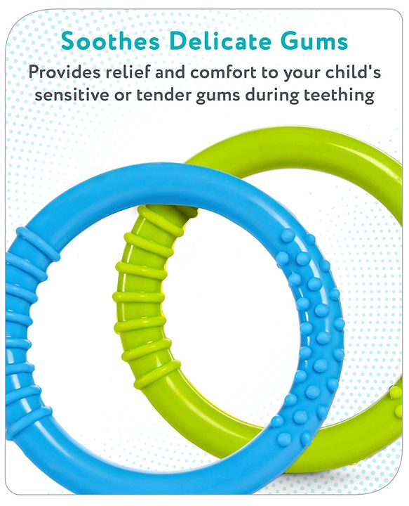 Babyhug Ring Silicone Teether -Green & Blue