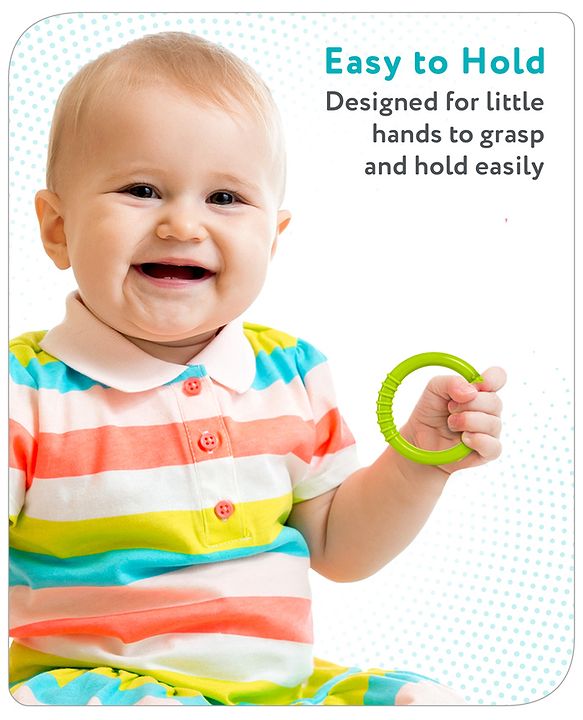 Babyhug Ring Silicone Teether -Green & Blue