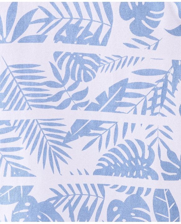 Babyhug Cotton Woven Half Sleeves   Solid Shirt with T-Shirt Leaf Print - Blue