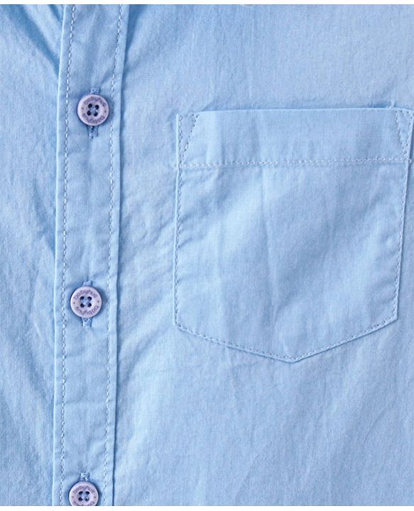 Babyhug Cotton Woven Half Sleeves Solid Shirt with T-Shirt - Blue