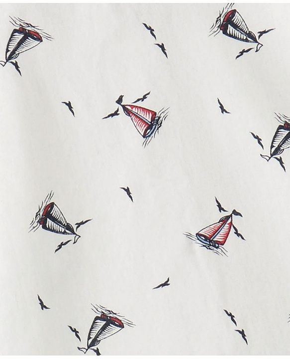 Babyhug Cotton Woven Half Sleeves  Regular Collar Shirt Ship Printed  - White