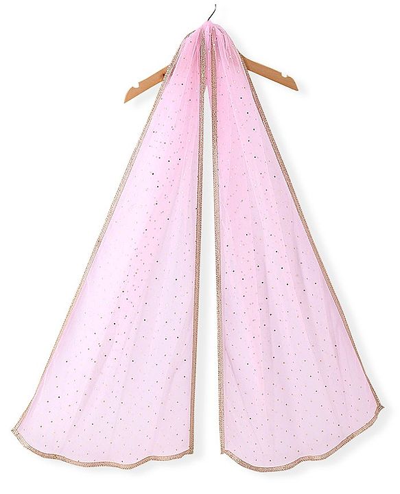 Pine Kids Sleeveless Choli & Lehenga with Dupatta Set Embroidery & Gold Foil Print - Pink & Blue
