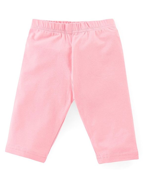 Babyhug Cotton Knit Single Jersey Three Fourth Leggings With Polka Dot & Floral Print Pack of 3 - Navy Blue Red & Pink