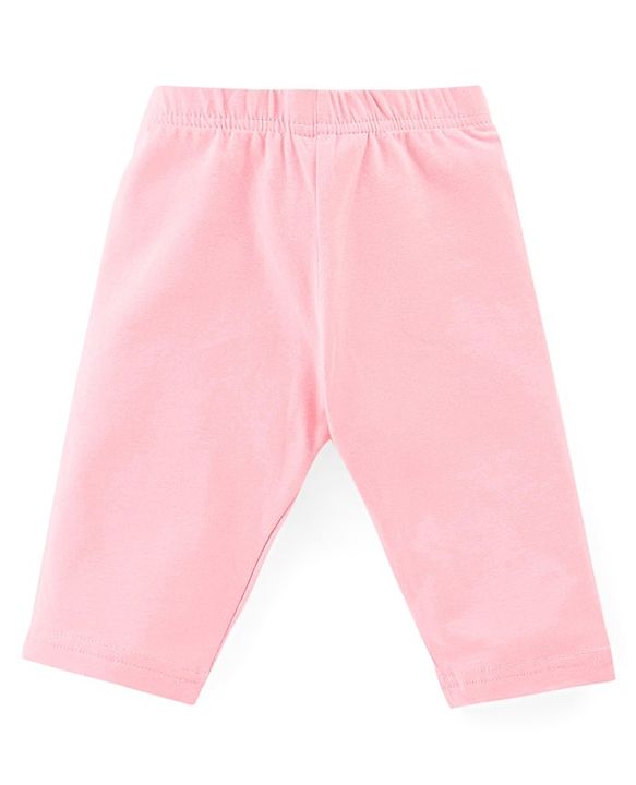 Babyhug Cotton Knit Single Jersey Three Fourth Leggings With Polka Dot & Floral Print Pack of 3 - Navy Blue Red & Pink