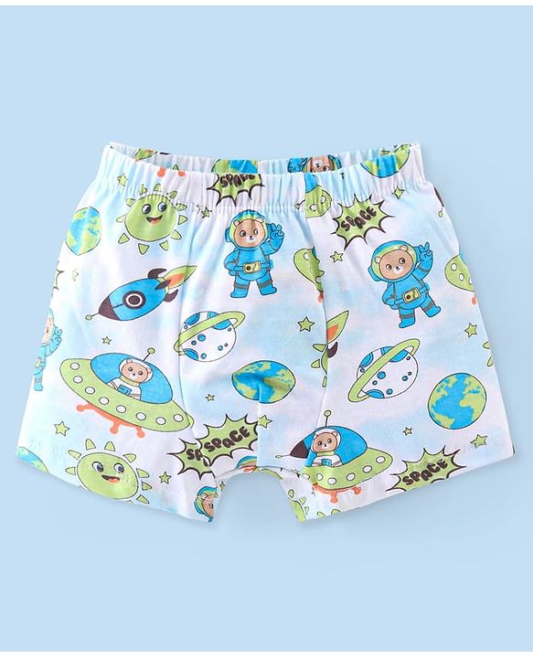 Babyhug 100% Cotton Single Jersey Knit Trunk Stripes & Bear Print Pack of 3 - Multicolor