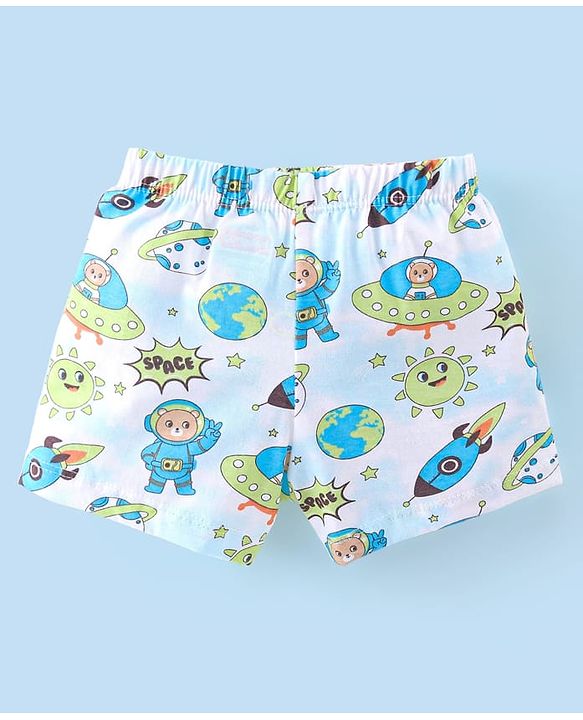 Babyhug 100% Cotton Single Jersey Knit Trunk Stripes & Bear Print Pack of 3 - Multicolor