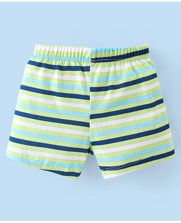 Babyhug 100% Cotton Single Jersey Knit Trunk Stripes & Bear Print Pack of 3 - Multicolor