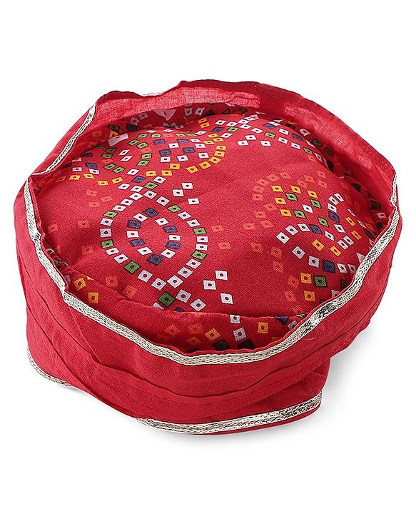 Babyhug Woven Full Sleeves Jamna Set with Forehead Cap & Booties - Red