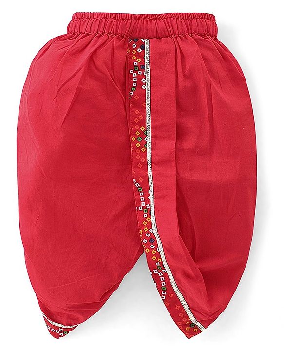 Babyhug Woven Full Sleeves Jamna Set with Forehead Cap & Booties - Red