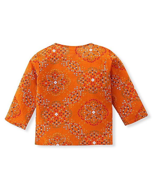 Babyhug Woven Full Sleeves Jamna Set with Forehead Cap & Booties - Mustard Yellow