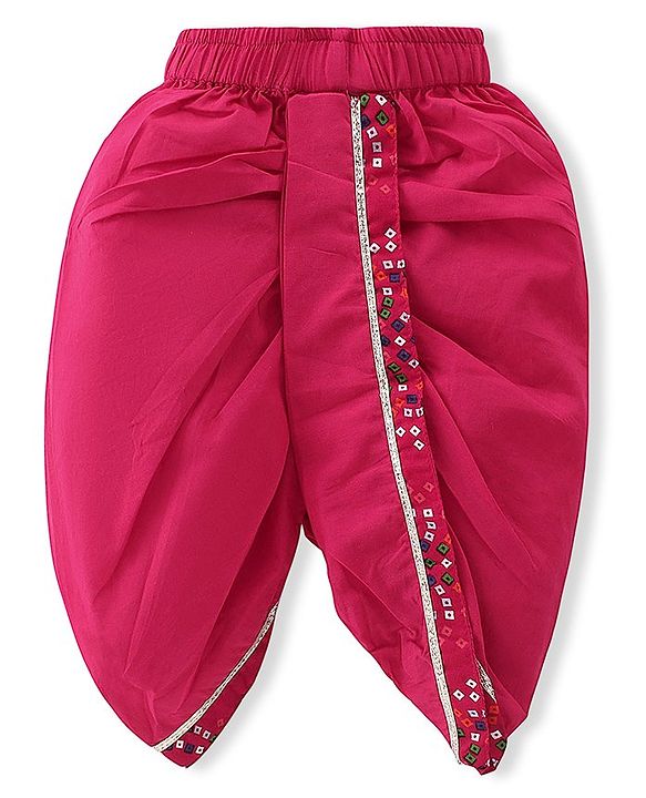 Babyhug Woven Full Sleeves Jamna Set with Forehead Cap & Booties - Fuchsia
