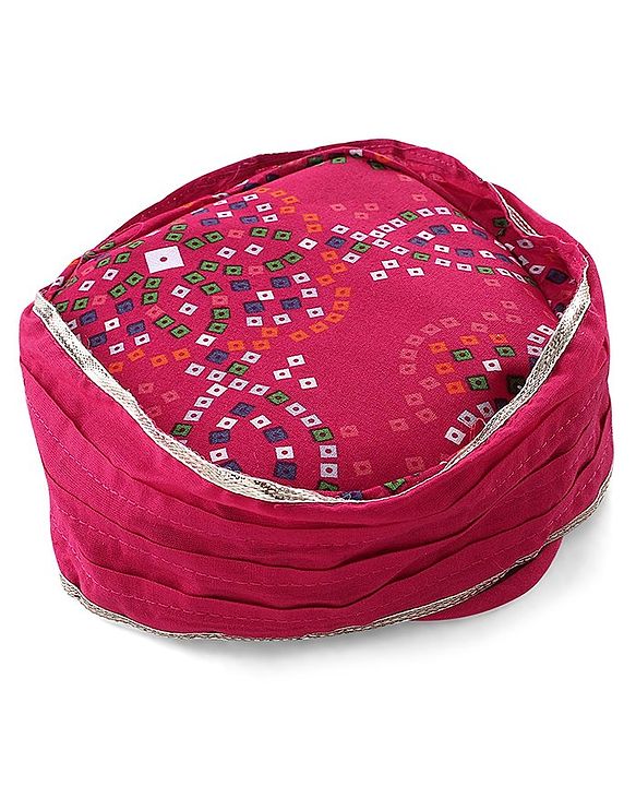 Babyhug Woven Full Sleeves Jamna Set with Forehead Cap & Booties - Fuchsia