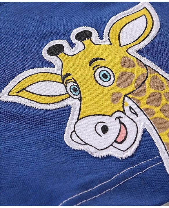 Babyhug 100% Cotton Knit Half Sleeves T-Shirt Animal Patch - Multicolor