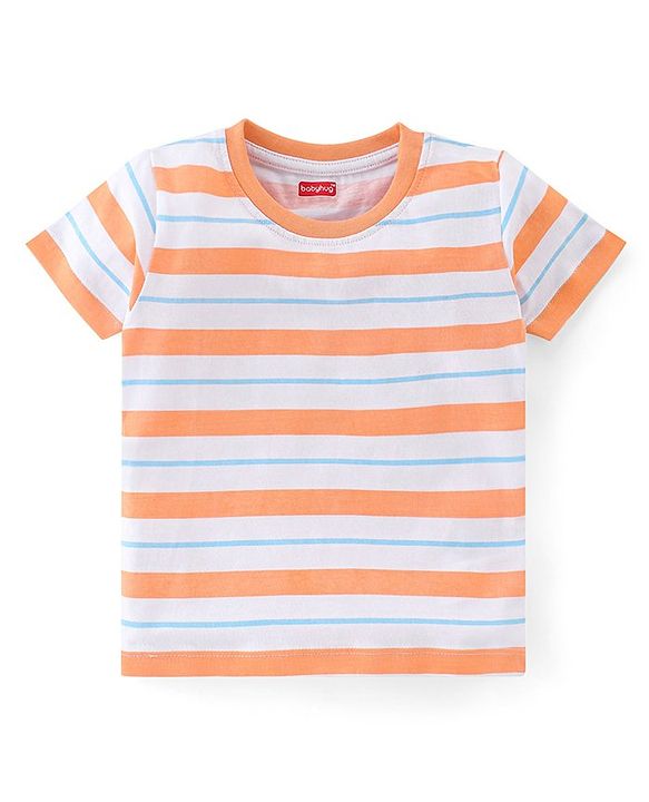 Babyhug Cotton Knit Half Sleeves T-Shirt Striped & Beach Theme Graphics Pack of 3 - Multicolour